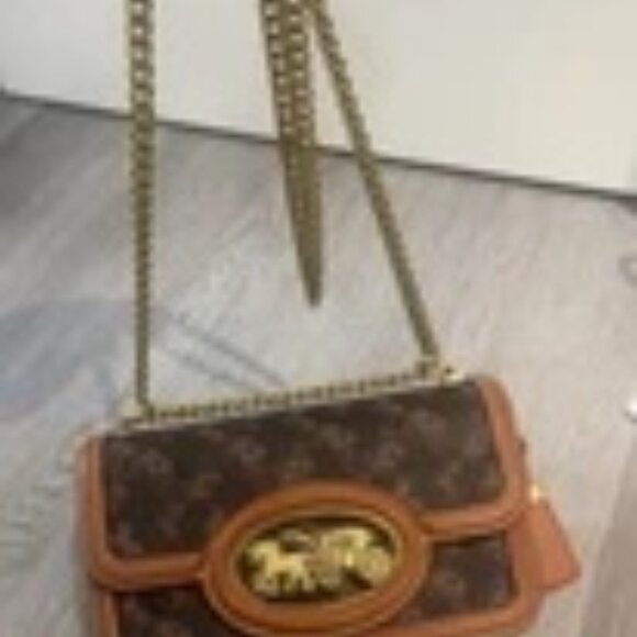 COACH HERO Horse and Carriage Print Shoulder Bag Truffle CAS83 Outlet NEW - Picture 5 of 9